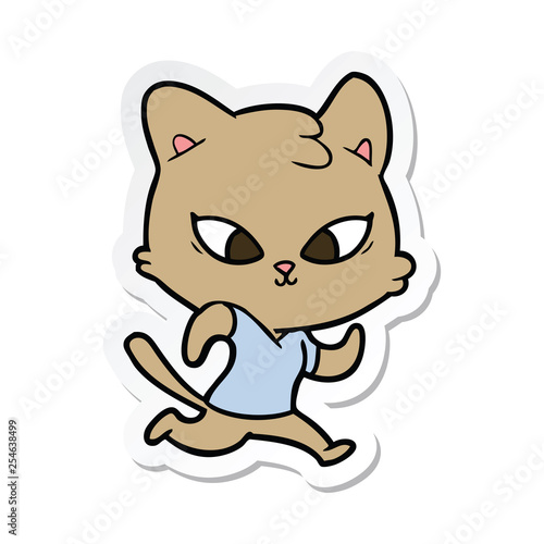 sticker of a cute cartoon cat