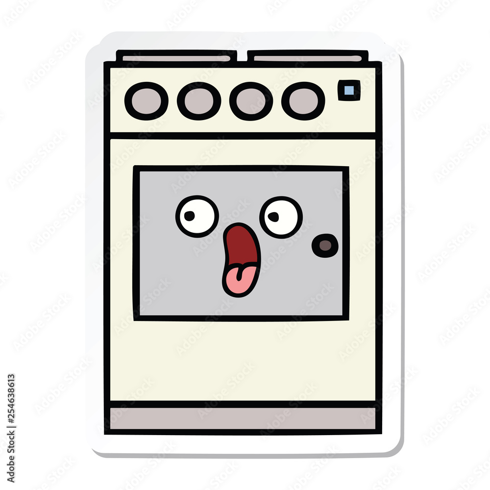 sticker of a cute cartoon kitchen oven sticker of a cute cartoon kitchen oven