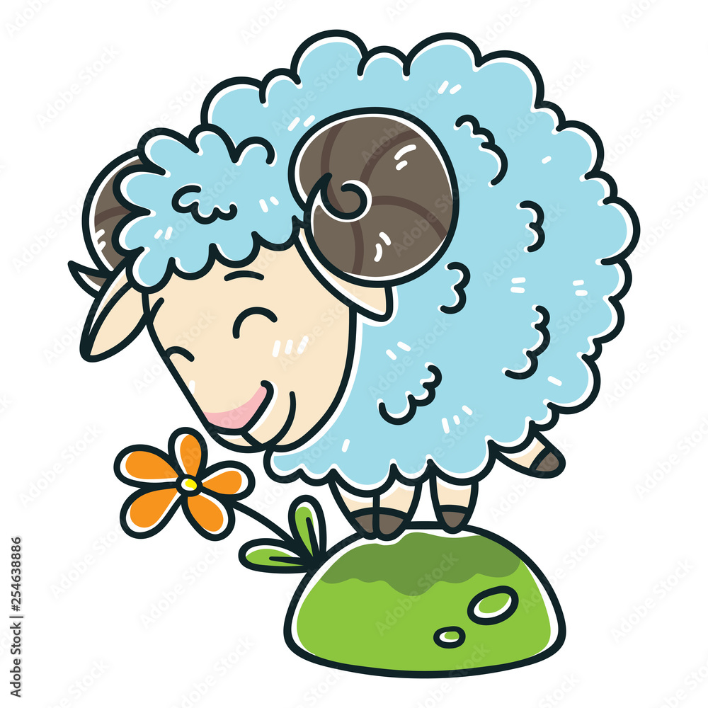 Obraz premium Sheep with a flower.