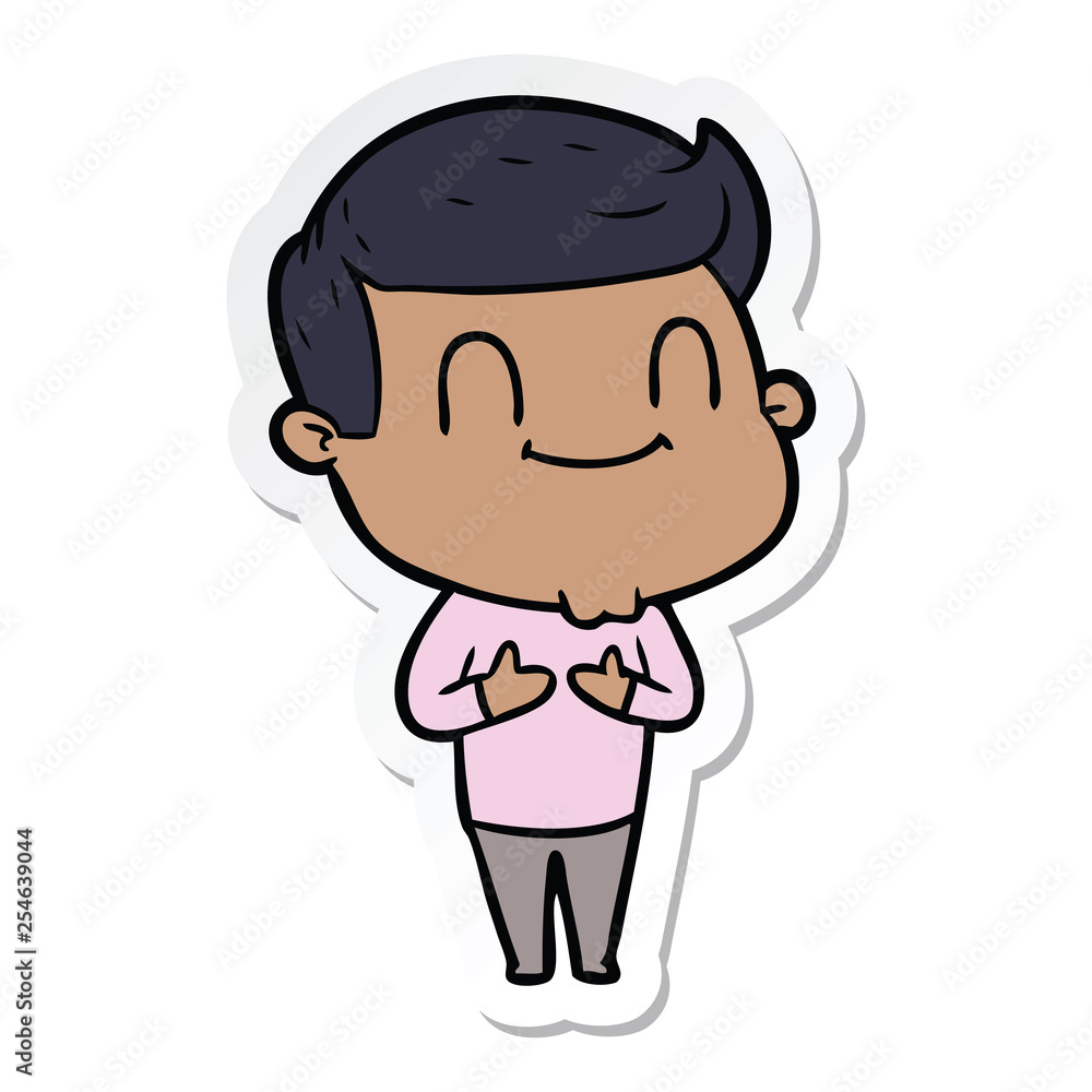 sticker of a cartoon friendly man sticker of a cartoon friendly man