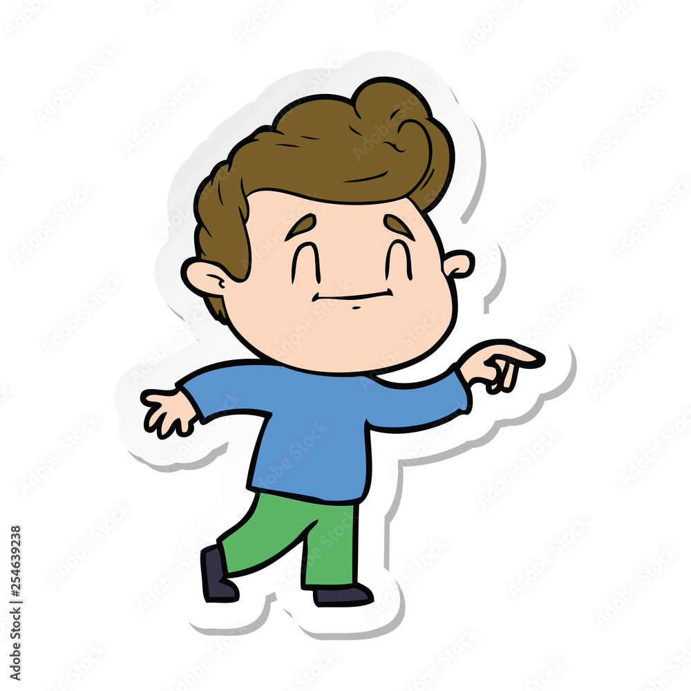sticker of a happy cartoon man