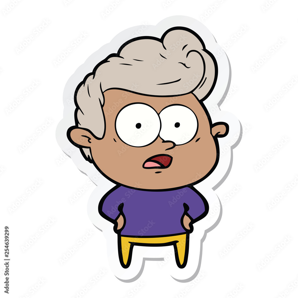 sticker of a cartoon staring man