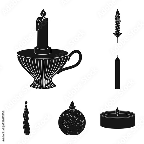 Vector design of candlelight and decoration   logo. Set of candlelight and wax stock vector illustration.