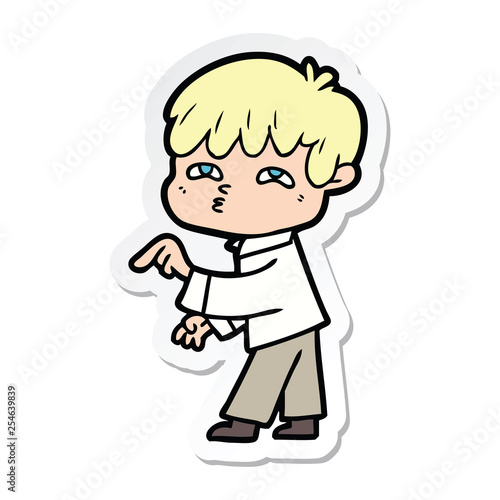 sticker of a cartoon curious man