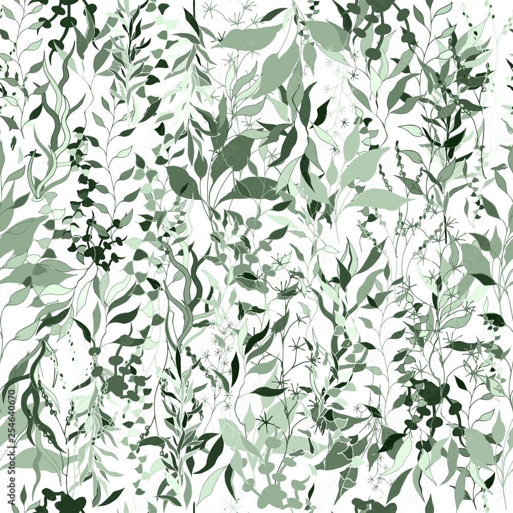 Light background from green plants and leaves. Climbing plants. Vintage texture for fabric, tile, wallpaper. Light background from green plants and leaves. Climbing plants. Vintage texture for fabric, tile, wallpaper.