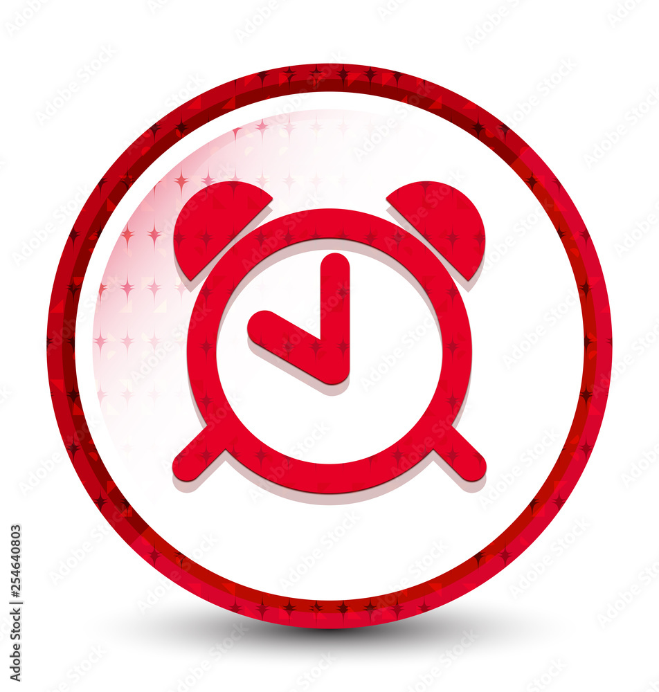 Alarm clock icon misty frozen red round button Alarm clock icon misty frozen red round button