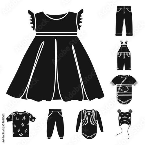 Isolated object of little and cotton sign. Set of little and kid stock vector illustration.