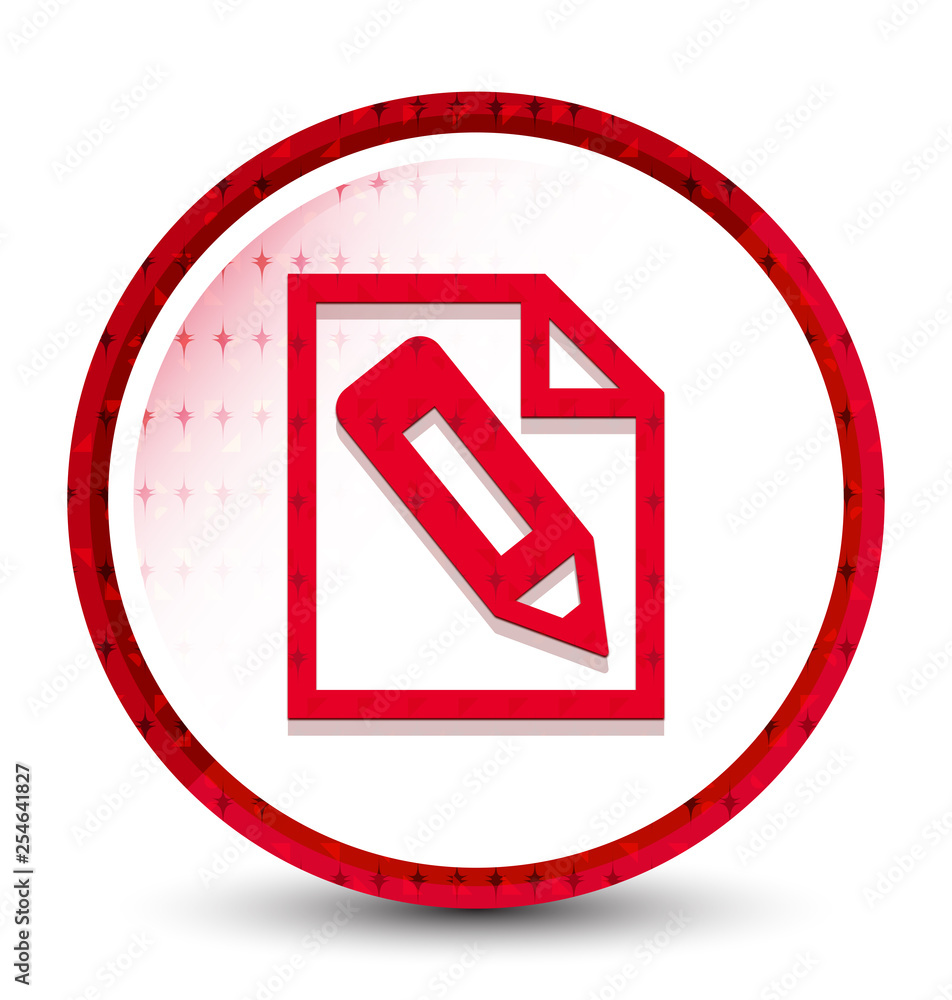 Pencil in page icon misty frozen red round button Pencil in page icon misty frozen red round button