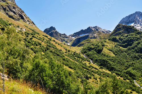 Closeup mountains scenes in national park Dombai  Caucasus  Russia