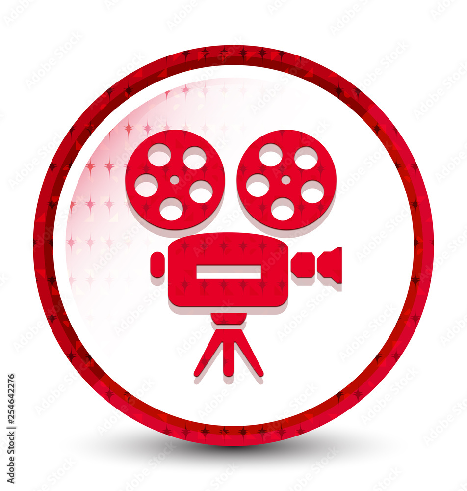 Video camera icon misty frozen red round button Video camera icon misty frozen red round button