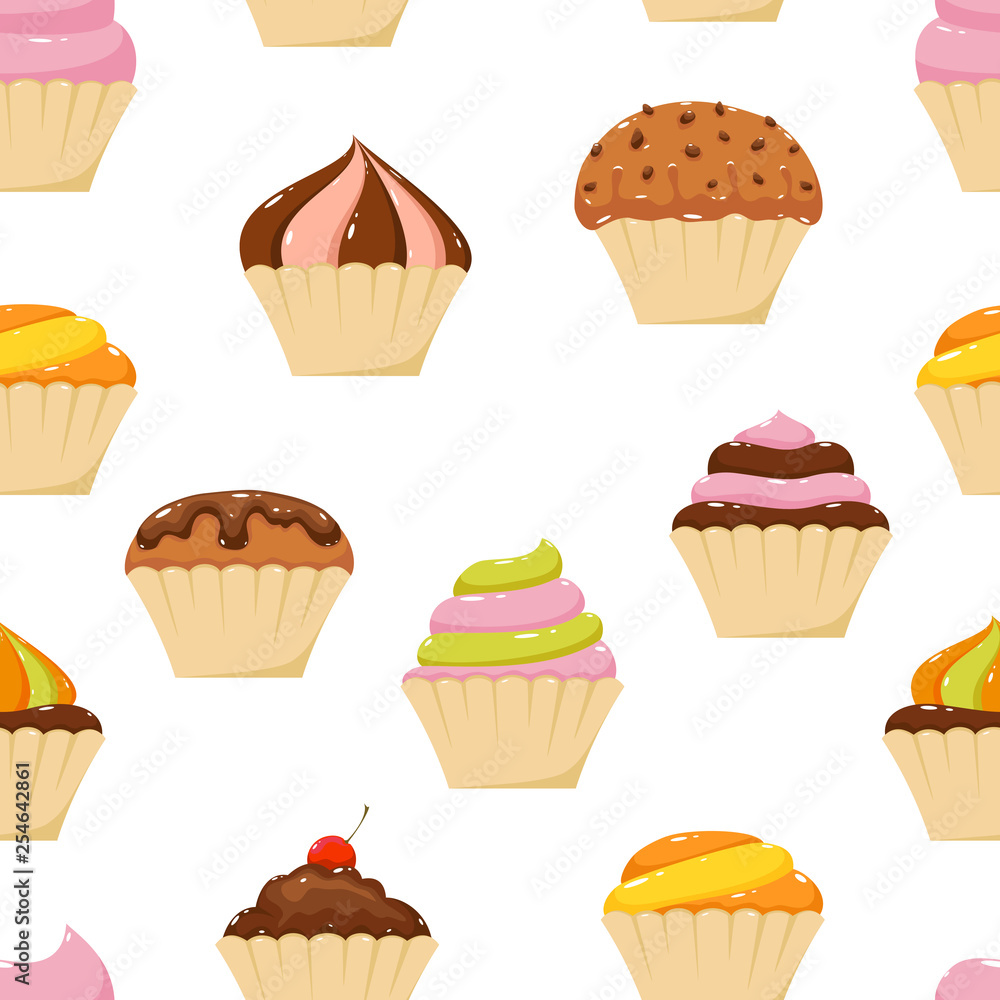 Seamless Background with Cupcakes Seamless Background with Cupcakes