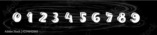 Vector hand drawn 3D line art numbers set. Signs as sketched art, ouline font. Latin alphabet numbers from 1 to 0. Isolated without background. Funny text for birthday party, creative numeric text.