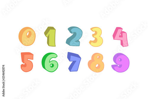 Vector hand drawn 3D line art numbers set. Signs as sketched art, ouline font. Latin alphabet numbers from 1 to 0. Isolated without background. Funny text for birthday party, creative numeric text.