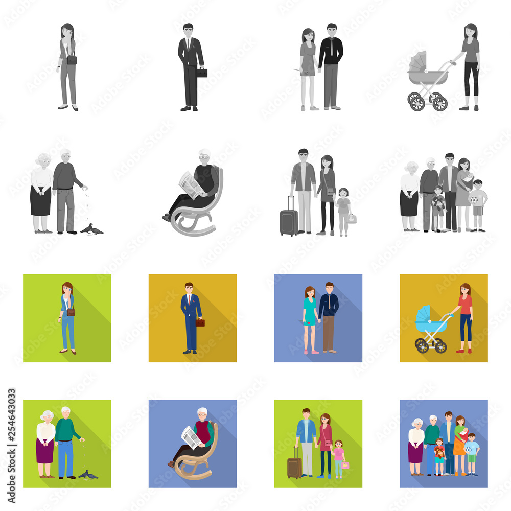 Isolated object of character and avatar icon. Set of character and portrait stock vector illustration. Isolated object of character and avatar icon. Set of character and portrait stock vector illustration.