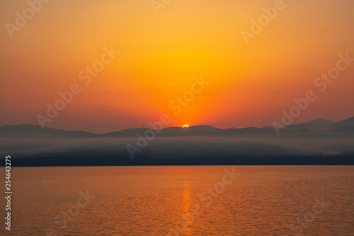 golden sunrise in greece