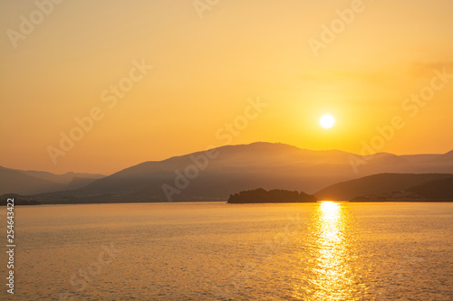golden sunrise in greece
