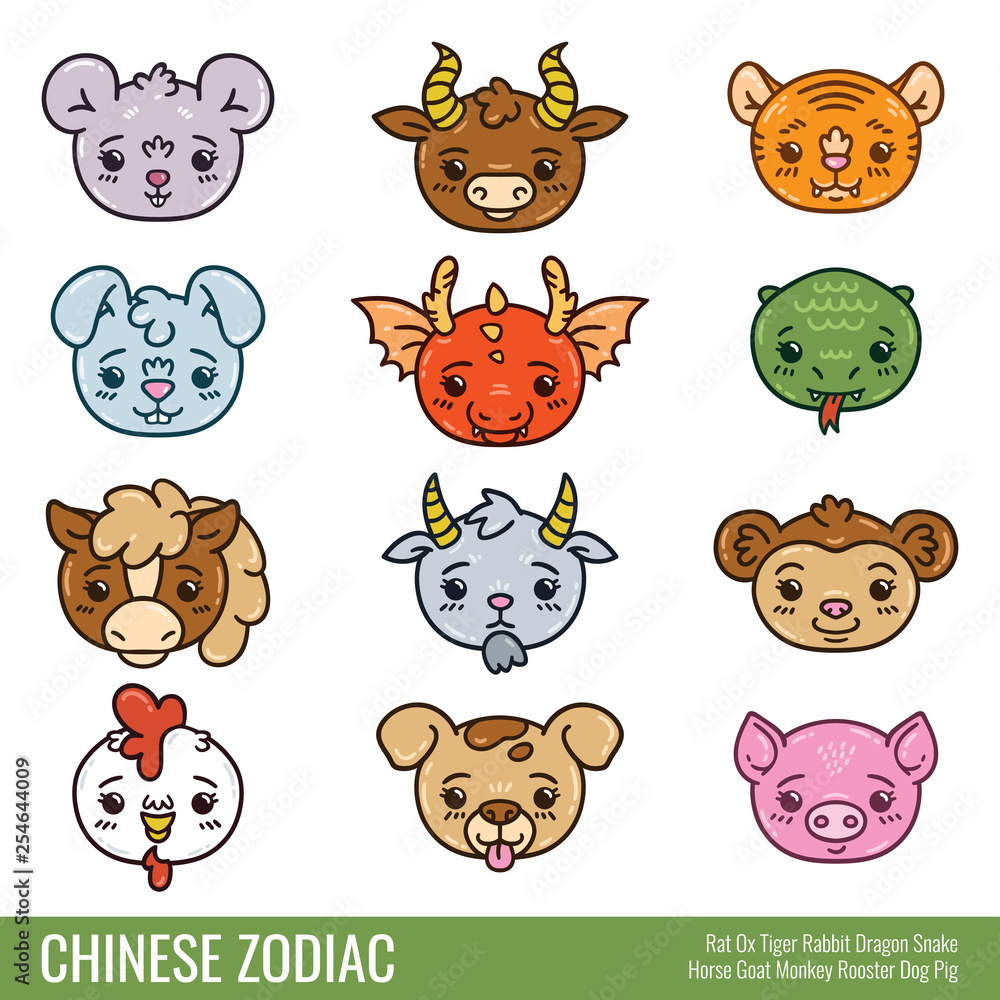 Obraz premium Cute chinese zodiac.
