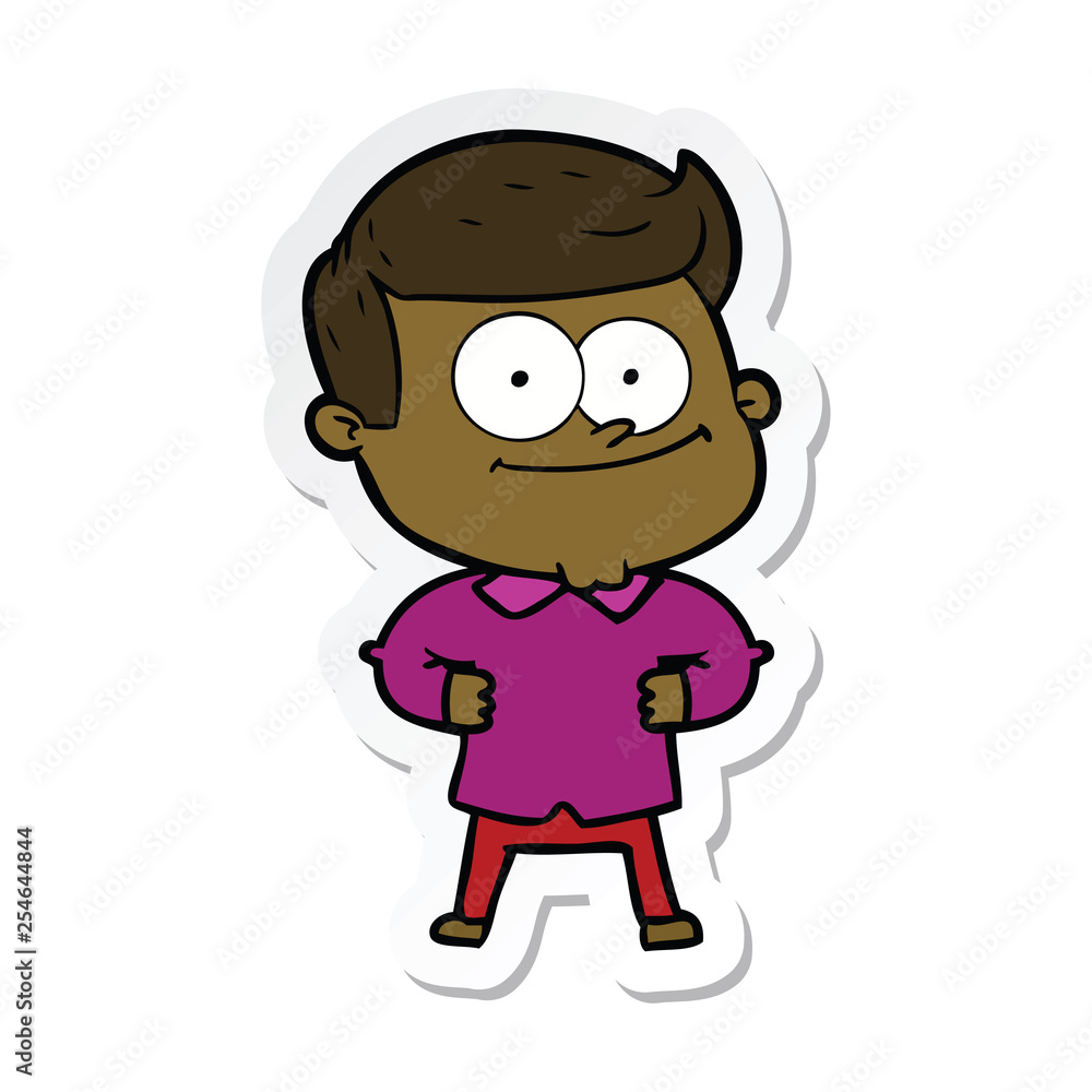 sticker of a cartoon happy man