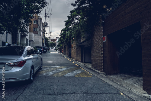 Photography narrow street at dusk in Seoul