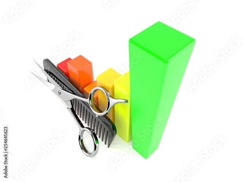 Obraz na płótnie Barber scissors with comber with chart