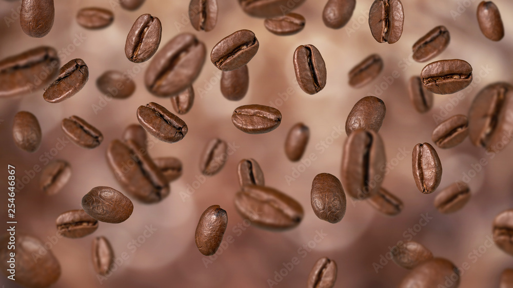 Fototapeta premium Spadające ziarna kawy
