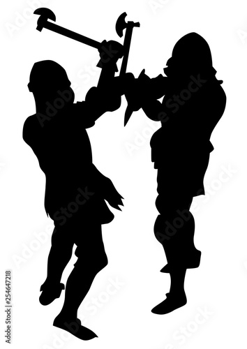 Man in old knightly clothes on white background