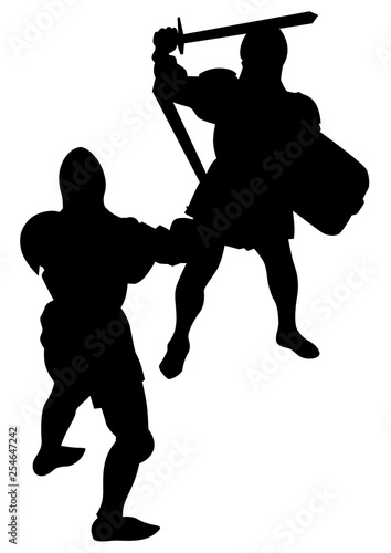 Man in old knightly clothes on white background