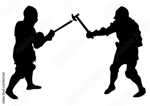 Man in old knightly clothes on white background