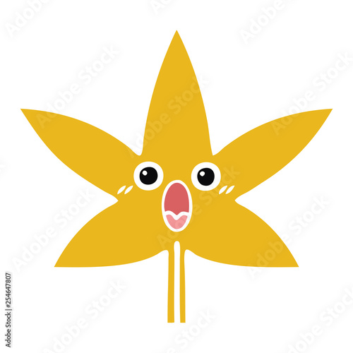 flat color retro cartoon autumnal leaf