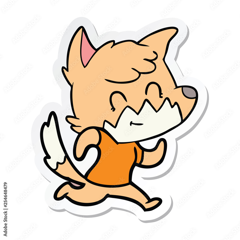 sticker of a cartoon friendly fox sticker of a cartoon friendly fox