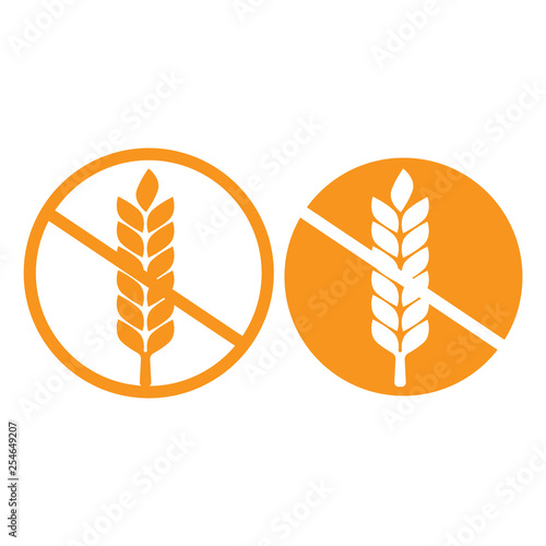 wheat gluten free grain vector icon. 100% Gluten Free sticker for food