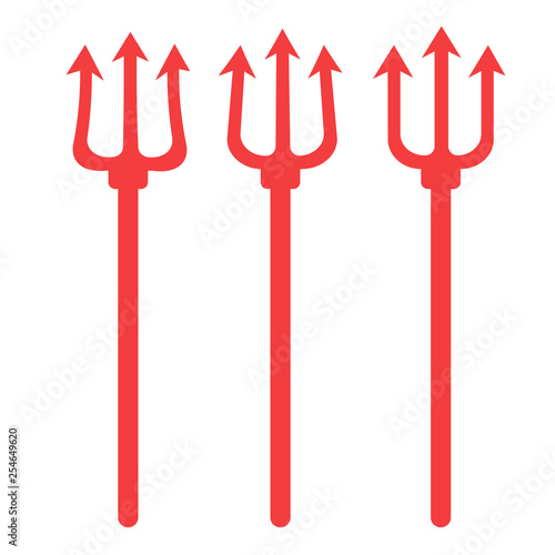 Tridents harpoons. Pitchfork devil set. Trident devil icon