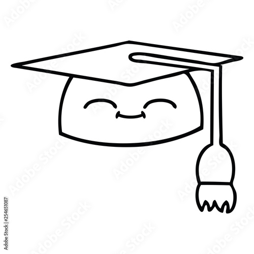 line drawing cartoon graduation hat