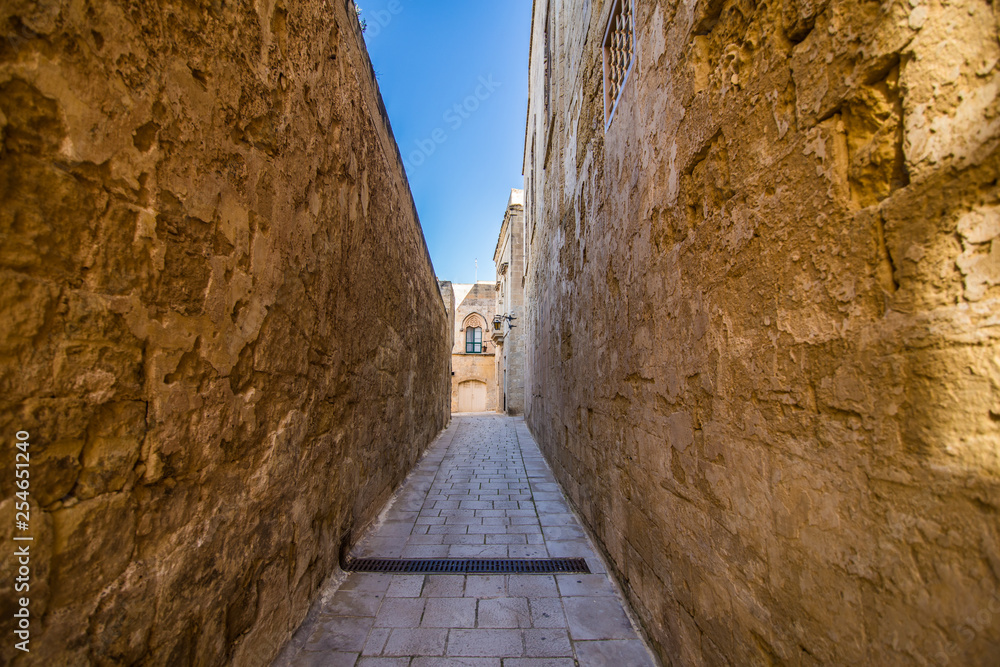 Old picturesque street of Mdina on Malta island