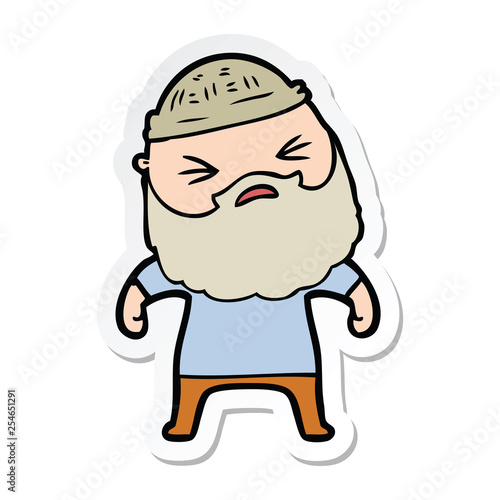 sticker of a cartoon man with beard