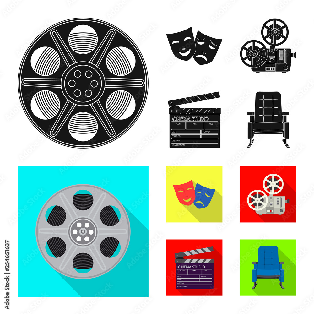 Isolated object of television and filming icon. Collection of television and viewing vector icon for stock.