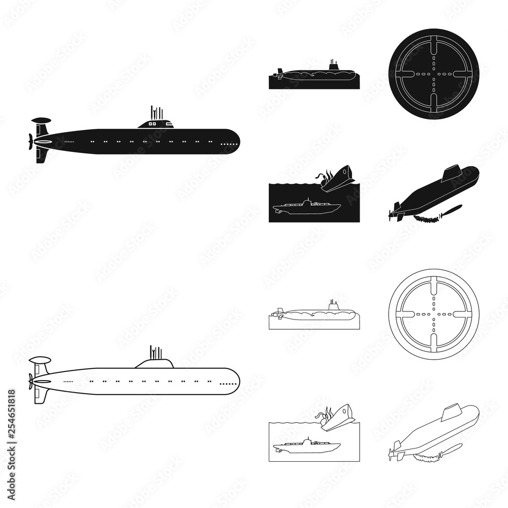 Isolated object of war and ship symbol. Collection of war and fleet stock symbol for web. Isolated object of war and ship symbol. Collection of war and fleet stock symbol for web.