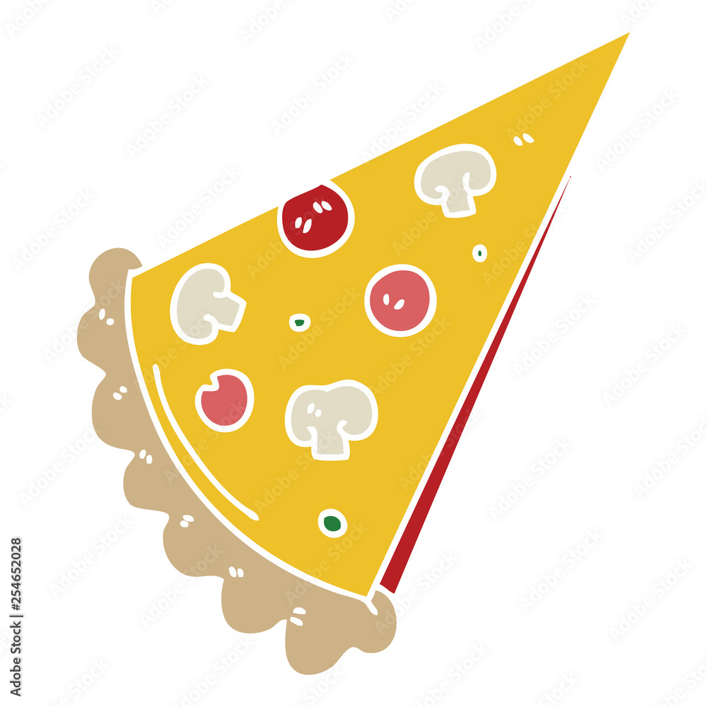 quirky hand drawn cartoon slice of pizza quirky hand drawn cartoon slice of pizza