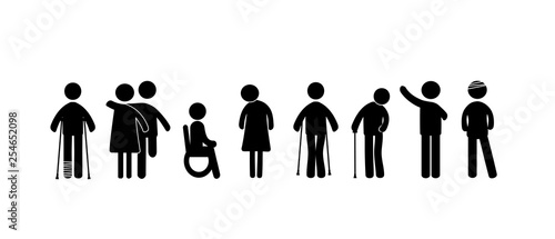 Mentally and physically disabled. Black pictograms