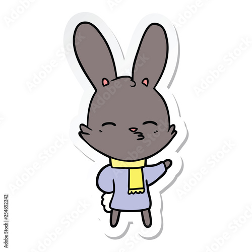 sticker of a curious bunny cartoon