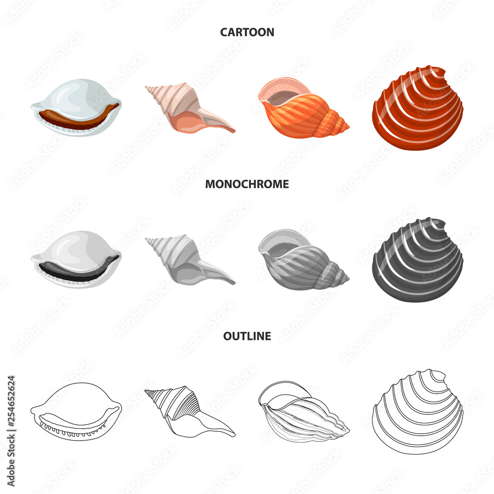 Fototapeta premium Isolated object of animal and decoration logo. Collection of animal and ocean stock vector illustration.