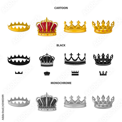 Vector design of medieval and nobility sign. Collection of medieval and monarchy stock symbol for web.