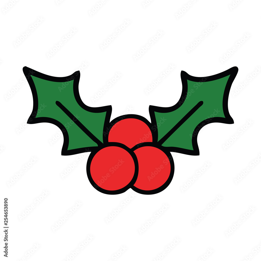 Cute Cartoon Christmas Holly Stock Vector Adobe Stock 1000 F 254653890 YhXmrMbiyOnSanBcqDocqRUJO59CwiZk