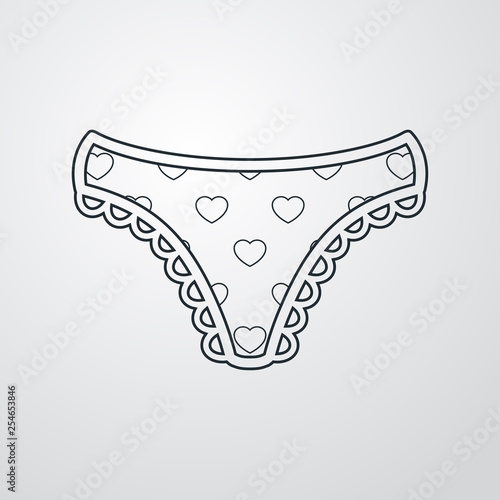 Icono plano lineal bragas con corazones en fondo gris