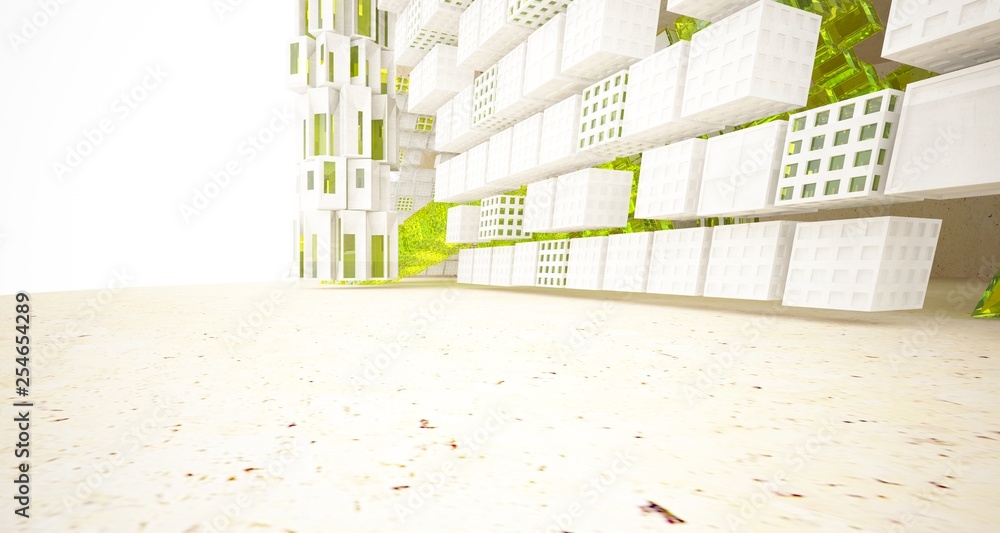 Abstract concrete and coquina parametric interior with window. 3D illustration and rendering. Abstract concrete and coquina parametric interior with window. 3D illustration and rendering.