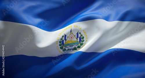 Bandera oficial de la República de El Salvador photo