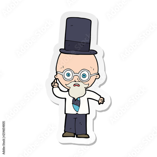 sticker of a cartoon man wearing top hat