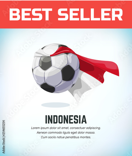 Indonesia football or soccer ball. Football national team. Vector illustration