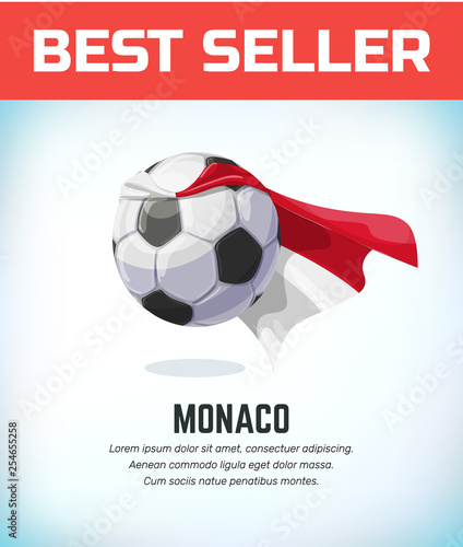 Monaco football or soccer ball. Football national team. Vector illustration