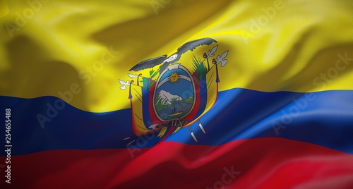 Bandera oficial de la república de Ecuador. photo